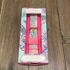 Lilly Pulitzer Genuine Leather Apple Watch Band in Beach You To It NWT